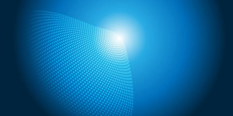 Dark Blue Wavy Spotted Pattern, 3D Round Lit Surface - Futuristic Minimalis.. Stock Illustration