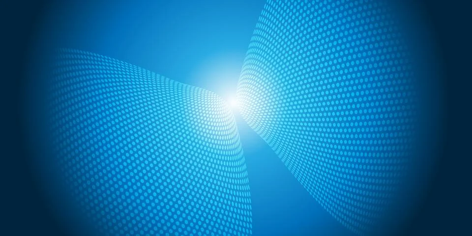 Dark Blue Wavy Spotted Pattern, 3D Round Lit Surfaces - Abstract Futuristic.. Stock Illustration