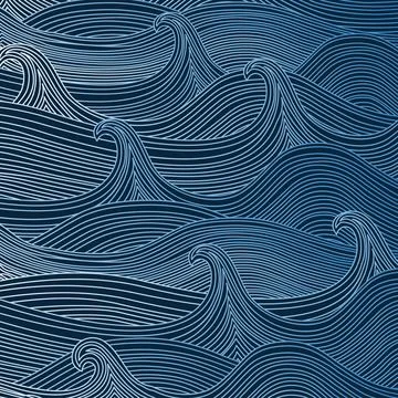 Dark Blue Wavy Texture - Abstract Vector Background Stock Illustration