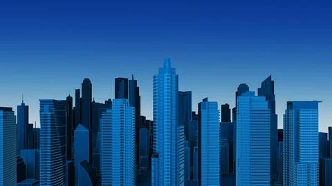 Dark blue wireframe cityscape Ilustração Stock