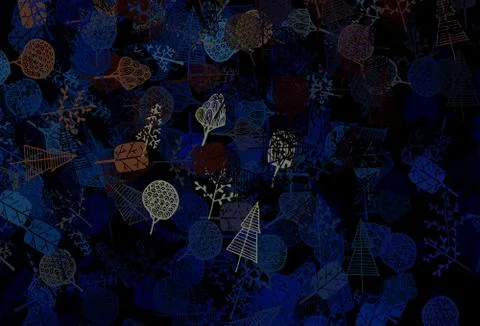 Dark Blue, Yellow vector abstract pattern with trees, branches. Illustrazione stock