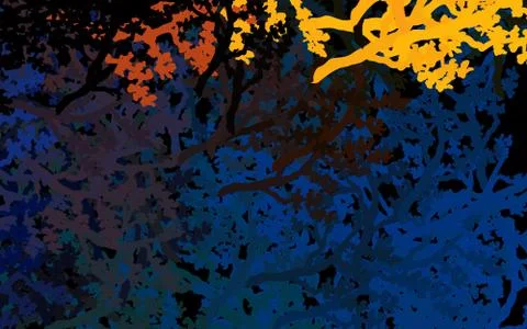 Dark Blue, Yellow vector abstract pattern with trees, branches. 库存插图