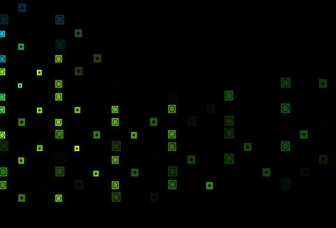 Dark Blue, Yellow vector backdrop with circles, squares. Stock Illustration