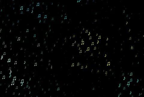 Dark Blue, Yellow vector background with music symbols. Illustrazione stock