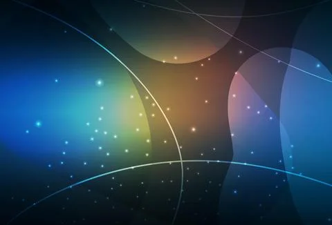 Dark Blue, Yellow vector Circles, lines with colorful gradient on abstract ba Stock Illustration