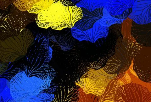 Dark Blue, Yellow vector doodle pattern with leaves. Illustrazione stock
