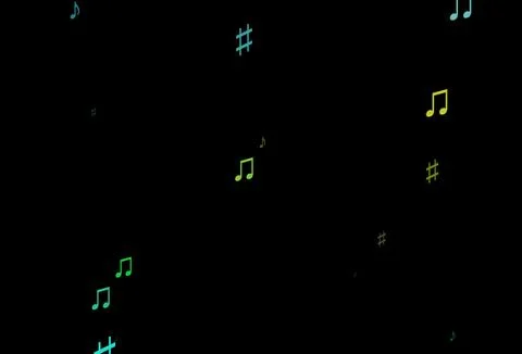 Dark Blue, Yellow vector pattern with music elements. Stock Illustration