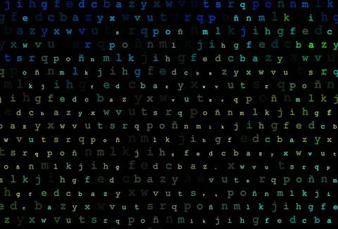 Dark blue, yellow vector pattern with ABC symbols. Illustrazione stock