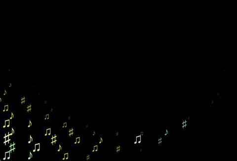 Dark Blue, Yellow vector pattern with music elements. Stock Illustration