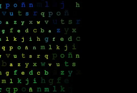 Dark blue, yellow vector pattern with ABC symbols. Stock Illustration