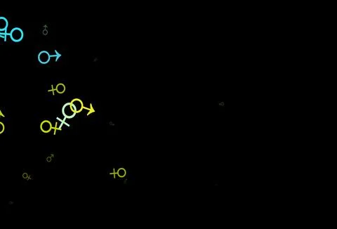 Dark blue, yellow vector template with man, woman symbols. 스톡 일러스트