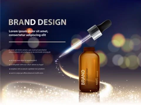 Dark bokeh background with nutrient moisturizing cosmetic premium products Illustrazione stock