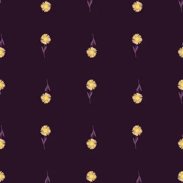 Dark botanic seamlesss pattern with hand drawn chrysanthemum elements. Purple Illustrazione stock