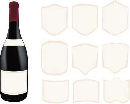 Dark bottle with different style labels Stock Illustration