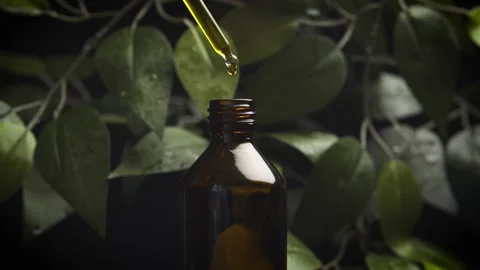 Dark bottle with extract Stock Footage 238779995