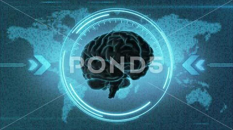 Dark brain in hi-tech HUD concept Stock Illustration