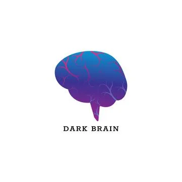 Dark Brain logo design template isolated on white background. Brain with bl.. Stock Illustration