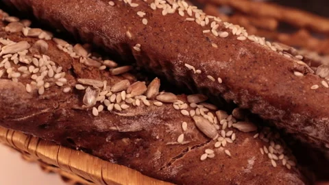 Dark bread close-up in turn Stock Footage 169167404