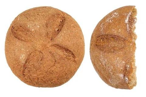 Dark bread Isolated on a white background. Close-up. Top view Stock Photos