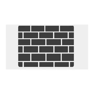 Dark brick wall icon, facade texture, simple flat design, grey background Illustrazione stock