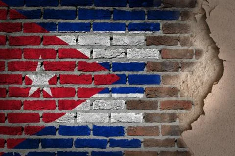 Dark brick wall with plaster - cuba Stock Illustration