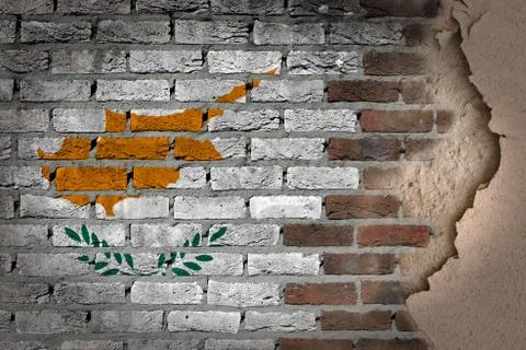 Dark brick wall with plaster - cyprus Ilustración de archivo