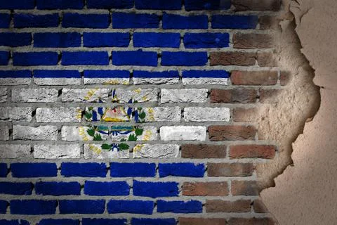 Dark brick wall with plaster - el salvador Stock Illustration