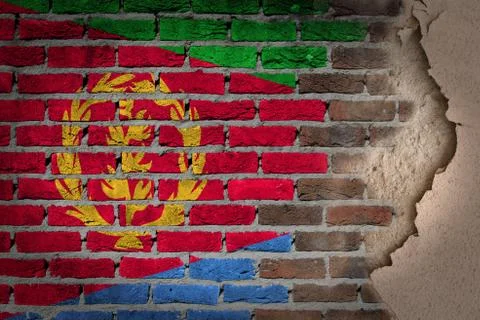Dark brick wall with plaster - eritrea Stock Illustration