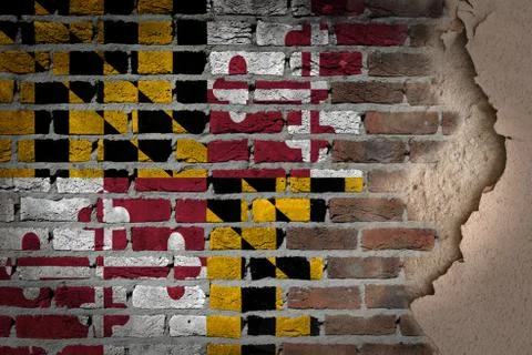 Dark brick wall with plaster - maryland Stock Illustration