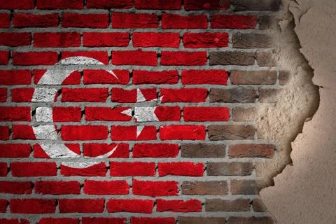Dark brick wall with plaster - turkey Stock Illustration