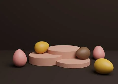 Dark brown 3D rendering of Easter themed product display podium or stand comp Illustrazione stock