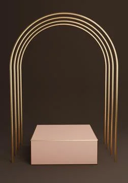 Dark brown 3D rendering minimal product display cube podium or stand with lux Stock Illustration