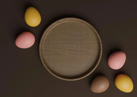 Dark brown 3D rendering top view flat lay product display podium or stand wit Stockillustratie