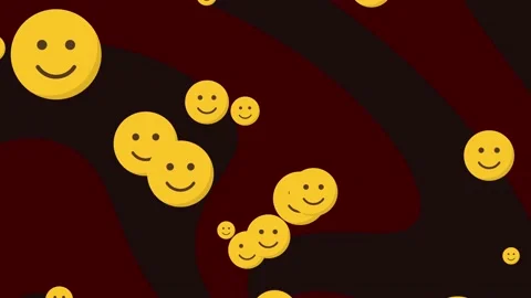 Dark Brown Animated Background Smiley Emoticons Emoji Cartoon Style Stock Footage 228808250