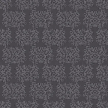 Dark brown arabesque background. Seamless retro damask vector pattern. Stylized イラスト素材