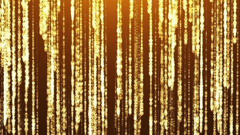 On a dark brown background, chains of bright golden hearts appear on top Stock Footage 258589732