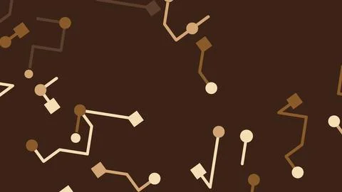 Dark brown background with light beige and tan geometric shapes connected by  库存插图