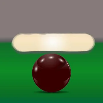 Dark brown ball on a billiard table. The cue ball in front of broken pyrami.. Stock Illustration