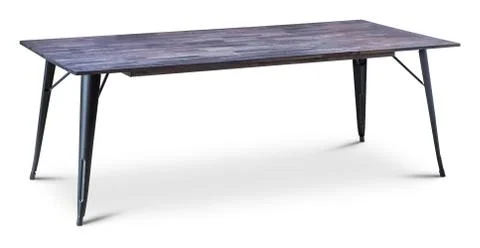 Dark brown, black wooden rectangular coffee table, dinning table, magazines.. Stock Photos