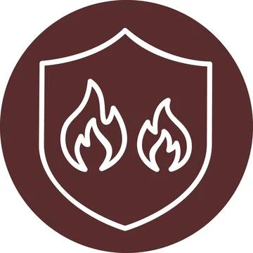 Dark brown circular shield twin flames icon Stock Illustration