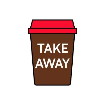 Dark Brown Coffee Cup Red Lid Take Away Icon Stock Illustration