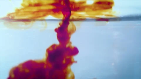 Dark brown coffee drink flows into water. Abstraction liquid filling water. Stock Footage 162047558