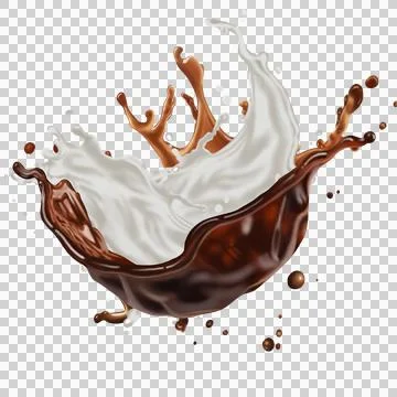 The  dark brown coffee splashes with the roasted coffee beans float in the air. Illustrazione stock