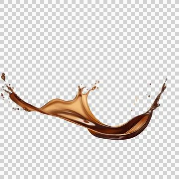 The  dark brown coffee splashes with the roasted coffee beans float in the air. Stock Illustration