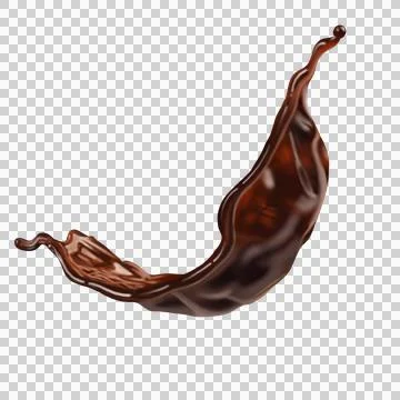 The  dark brown coffee splashes with the roasted coffee beans float in the air. Stock Illustration