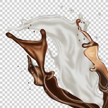The  dark brown coffee splashes with the roasted coffee beans float in the air. Stock-Illustration
