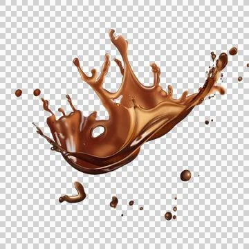 The  dark brown coffee splashes with the roasted coffee beans float in the air. Stock-Illustration