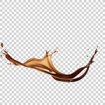 The  dark brown coffee splashes with the roasted coffee beans float in the air. Stock Illustration