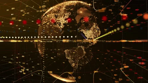 Dark Brown Earth Particle Data Network Digital Technology Concept. Video stock 136530569