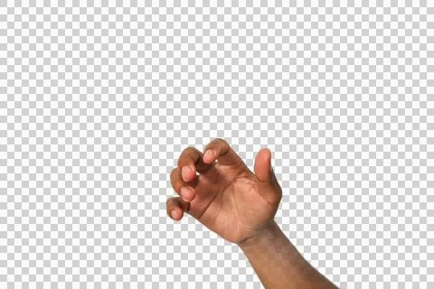 Dark Brown Hand Reaching, Grasping Gesture, Isolated on Transparent Backgroun Stock Photos
